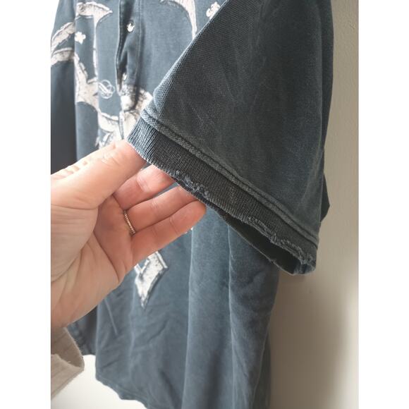 Affliction Live Fast Graphic Tee Polo Skull Wings Y2K Men's XL Black Vintage - Picture 3 of 8